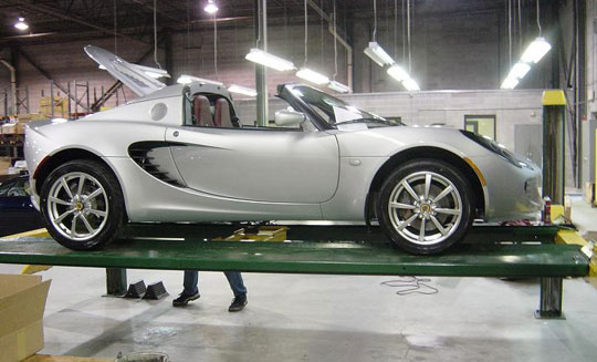 silver Elise on rack