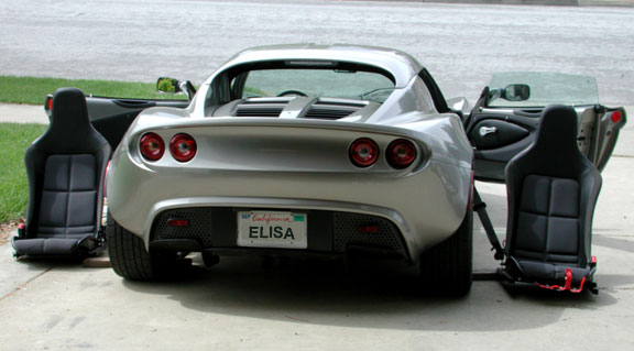 Elise with seats outside