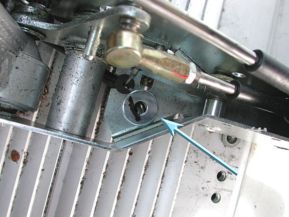 washer on hole in top of frame